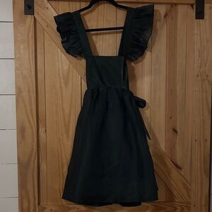 Dark Green Ruffled Apron Dress